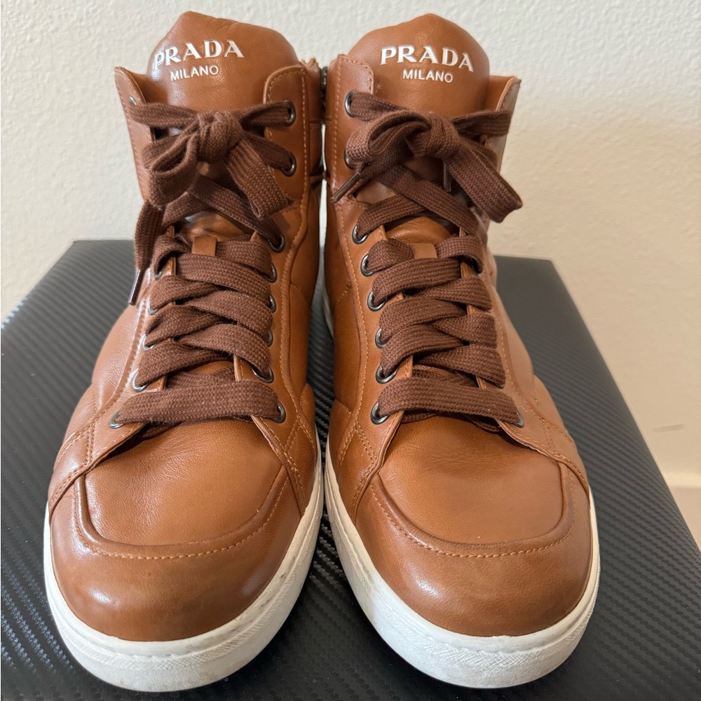 Prada Leather High Top trainers. US men’s 11